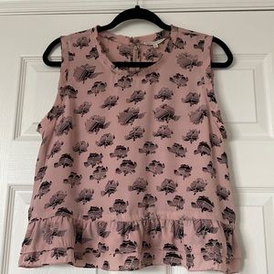 Rebecca Minkoff pink and black zippered blouse